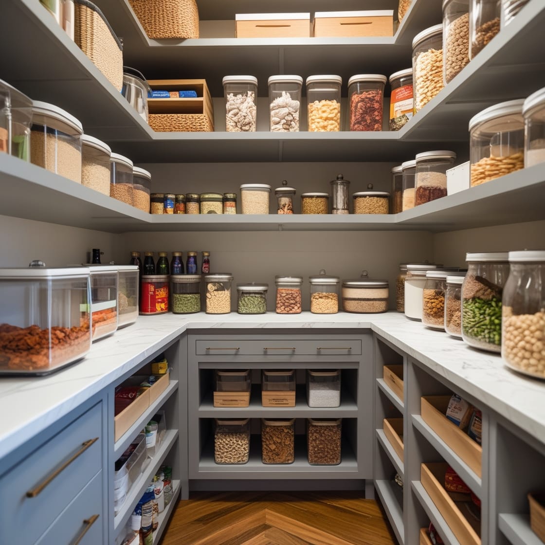 a nice pantry with mason jars